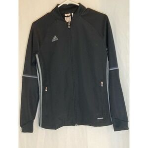 Adidas ClimaCool Womens Jacket Full Zip Gray Stripe Detail‎ Athletic Track